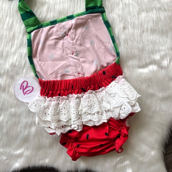 Baby Girl Boutique Watermelon Romper - Picture 2 of 3